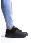 SLW151 Boost Bağcıklı Cilt Süet Erkek Günlük Sneaker Ayakkabı ST - Siyah