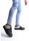 SLW151 Boost Bağcıklı Cilt Süet Erkek Günlük Sneaker Ayakkabı ST - Siyah/Gri