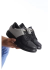 SLW151 Boost Bağcıklı Cilt Süet Erkek Günlük Sneaker Ayakkabı ST - Siyah/Gri