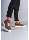 SLW152 Cool Bağcıklı Cilt Erkek Günlük Spor Klasik Ayakkabı BT -  Taba