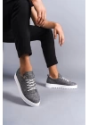 SLW152 Cool Bağcıklı Keten Erkek Günlük Spor Klasik Ayakkabı BT - Gri