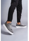 SLW152 Cool Bağcıklı Keten Erkek Günlük Spor Klasik Ayakkabı BT - Gri