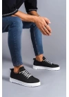 SLW152 Cool Bağcıklı Keten Erkek Günlük Spor Klasik Ayakkabı BT - Siyah
