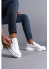 SLW155 Warrior Bağcıklı ve Fermuarlı Cilt Erkek Günlük Sneaker Ayakkabı BT - Beyaz