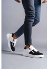 SLW155 Warrior Bağcıklı ve Fermuarlı Cilt Erkek Günlük Sneaker Ayakkabı BT - Beyaz/Siyah