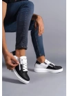 SLW155 Warrior Bağcıklı ve Fermuarlı Cilt Erkek Günlük Sneaker Ayakkabı BT - Beyaz/Siyah