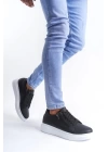 SLW155 Warrior Bağcıklı ve Fermuarlı Cilt Erkek Günlük Sneaker Ayakkabı BT - Siyah