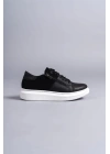 SLW155 Warrior Bağcıklı ve Fermuarlı Cilt Süet Erkek Günlük Sneaker Ayakkabı BT - Siyah