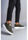 SLW161 Hippo Bağcıksız Cilt Erkek Günlük Sneaker Ayakkabı BT - Haki