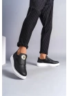 SLW161 Hippo Bağcıksız Cilt Erkek Günlük Sneaker Ayakkabı BT - Siyah