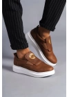 SLW161 Hippo Bağcıksız Cilt Erkek Günlük Sneaker Ayakkabı BT - Taba