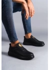SLW161 Hippo Bağcıksız Cilt Erkek Günlük Sneaker Ayakkabı ST - Siyah