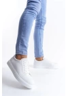 SLW165 Elite Bağcıklı Cilt Erkek Günlük Sneaker Ayakkabı BT - Beyaz