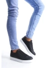 SLW165 Elite Bağcıklı Cilt Erkek Günlük Sneaker Ayakkabı BT - Siyah