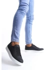 SLW165 Elite Bağcıklı Cilt Erkek Günlük Sneaker Ayakkabı BT - Siyah