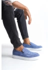 SLW180 Estilo X Bağcıksız Süet Erkek Günlük Spor Klasik Ayakkabı BT - Mavi