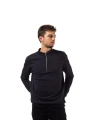 Yarım Fermuar Pike Kumaş Sweatshirt SIYAH