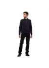Yarım Fermuar Pike Kumaş Sweatshirt SIYAH