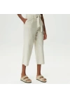 Yüksek Belli Linen Culotte Kadın Rengi Pantolon