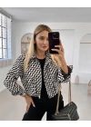 Zigzag Desenli Crop Kadın Ceket