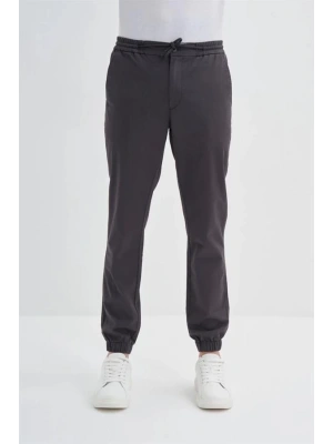 0004 Düğme Kapamalı Beli ve Paçası Lastikli Jogger Erkek Pantolon ANTRASİT