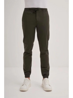 0004 Düğme Kapamalı Beli ve Paçası Lastikli Jogger Erkek Pantolon HAKİ