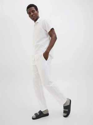 12248606 Relaxed Fıt Beli Lastikli Keten Jogger Erkek Pantolon Beyaz