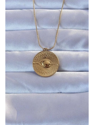 316L Altın Renk İşlemeli Göz Kolye