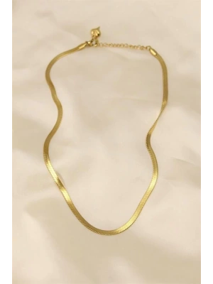 316L Çelik Altın Renk 45 cm İtalyan Zincir Model Kadın Kolye
