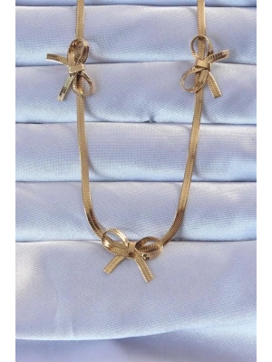 316L Çelik Altın Renk İtalyan Zincirli Fiyonk Kolye