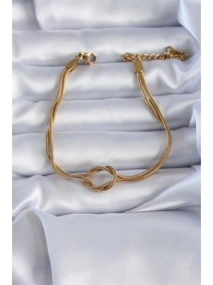 316L Çelik Gold Renk Düğüm Model Kadın Bileklik