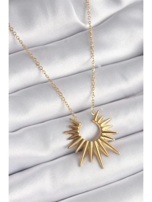 316L Çelik Gold Renk Güneş Model Vintage Kadın Kolye
