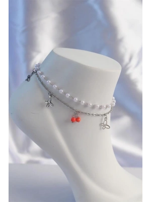 316L Çelik Gold Renk Nazar Boncuk Model Kadın Halhal