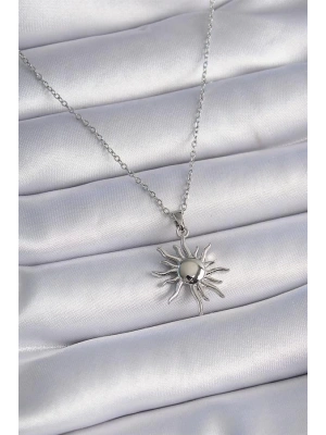 316L Çelik Gold Renk Zincir Güneş Figür Kadın Kolye