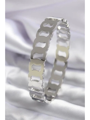 316L Çelik Gümüş Renk Geçme Halka Model Kadın Kelepçe