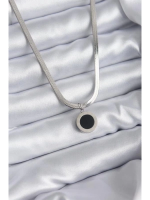 316L Çelik Gümüş Renk İtalyan Zincir Model İşleme Detay Kadın Kolye