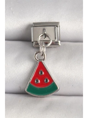 316L Çelik Gümüş Renk Karpuz Dilim Model Nomination Charm