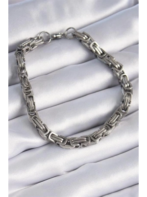 316L Çelik Gümüş Renk Kral Zincir Model Erkek Bileklik