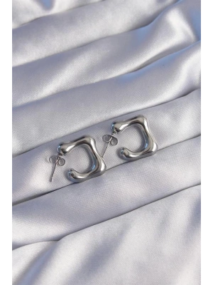 316L Çelik Gümüş Renk Minimal Bubble Küpe