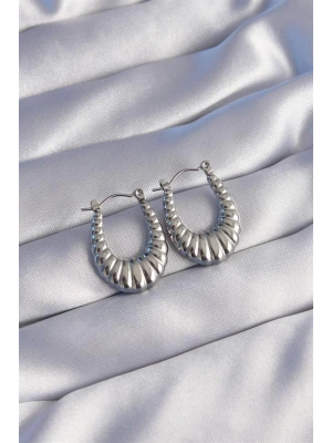 316L Çelik Gümüş Renk Uzun Baklava Görünümlü Küpe