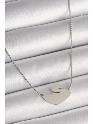 316L Çelik Gümüş Renk Zincir Kuğu Model Kadın Kolye