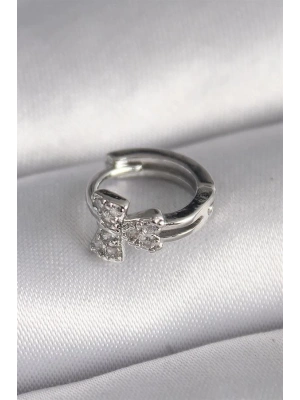 316L Çelik Gümüş Renk Zirkon Taşlı Kurdele Model Tragus Piercing