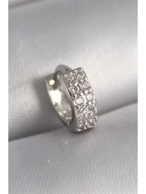 316L Çelik Gümüş Renk Zirkon Taşlı Tragus Piercing