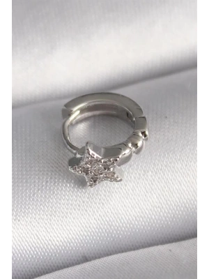 316L Çelik Gümüş Renk Zirkon Taşlı Yıldız Model Tragus Piercing