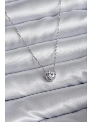 316L Çelik Zincir Zirkon Taşlı Charm Kadın Kolye