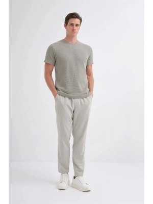 4011 Örgü Desenli Bisiklet Yaka Regular Fit Erkek T-Shirt Yeşil