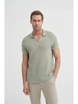4012 Örgü Polo Yaka Erkek TShirt Yeşil