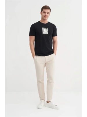 4165 Bisiklet Yaka Baskılı Erkek T-Shirt SİYAH