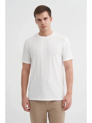 4203 Viskon Kumaş Bisiklet Yaka Regular Fit Erkek T-Shirt BEYAZ