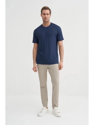 4203 VİSKON KUMAŞ BİSİKLET YAKA REGULAR FİT ERKEK TSHİRT LACİVERT